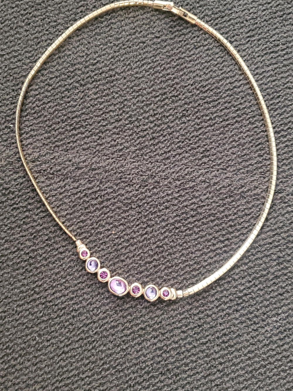 Source Unknown Silver-Tone Necklace with Purple Gemstones